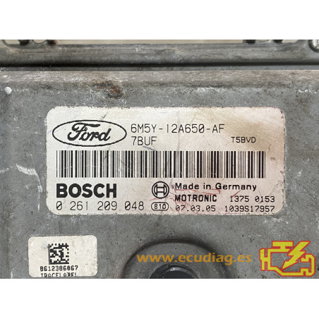 ECU MOTOR BOSCH ME9 0 0261209048 FORD FOCUS II ST 2 5T 6M5Y 12A650 AF